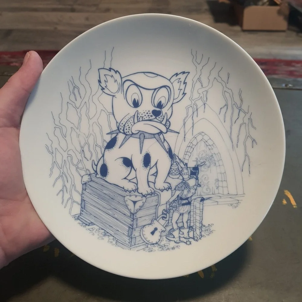RARE Vintage HANS CHRISTIAN ANDERSEN DENMARK PLATE FYRTOJET DOG THE TINDERBOX